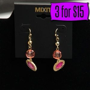 💎💰 Mixit Pink Orange Gold Tone Drop Earrings